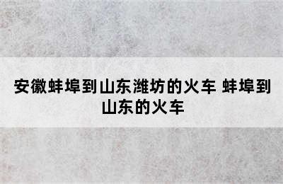 安徽蚌埠到山东潍坊的火车 蚌埠到山东的火车